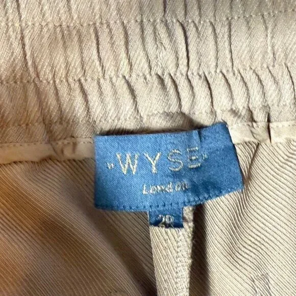 Wyse London Anya Cuffed Joggers $280 Tan Side Stripe Pants Stretch Size Small 2R